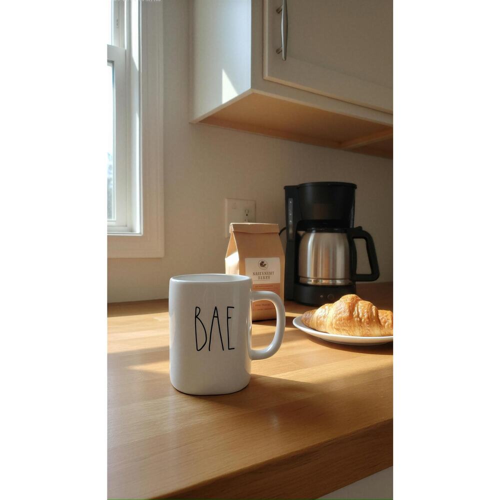 Rae Dunn BAE Coffee Mug White‎ Black Lettering Artisan